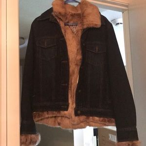 Denim rabbit furr coat